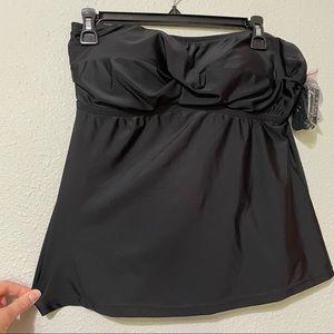 Hot Water Black Strapless Tankini 1X